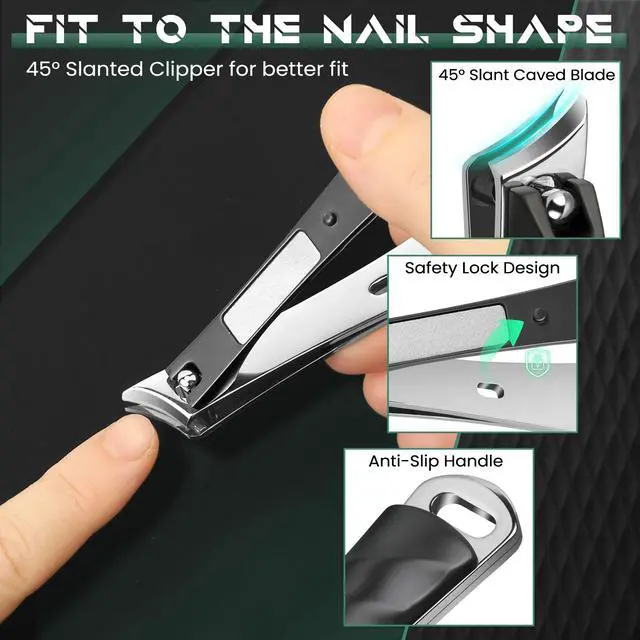 Alt view image 3 of 7 - Toenail Clippers for Thick Nails, Professional Nail Clippers Set with Catcher, Stainless Steel Heavy Duty Nail Cutter for Ingrown Toenails, Seniors, Men&Pregnant Women