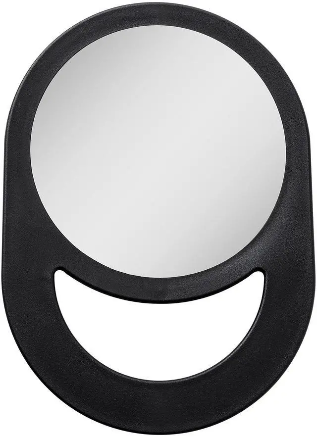 Main image of 10"x7" Oblong Hand Mirror 6" Dia. Round Glass Handheld Mirror Modern Ergonomic Handle Pill Shape Handheld Mirror