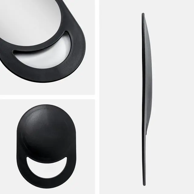 Alt view image 4 of 7 - 10"x7" Oblong Hand Mirror 6" Dia. Round Glass Handheld Mirror Modern Ergonomic Handle Pill Shape Handheld Mirror