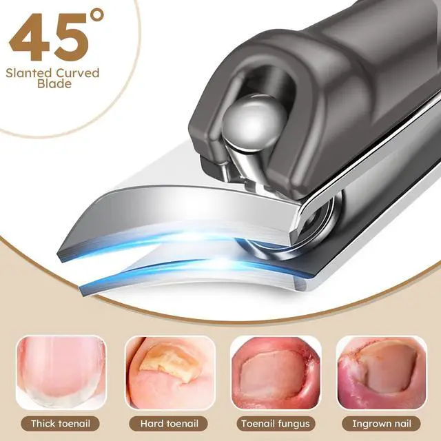 Alt view image 4 of 7 - Professional Toenail Clippers for Thick Nails for Seniors,Large Angled Head Toe Nail Clippers with Wide Opening Catcher, Eagle Beak Nail Clippers for Ingrown Toenail,Slanted Nail Cutters for Men Women
