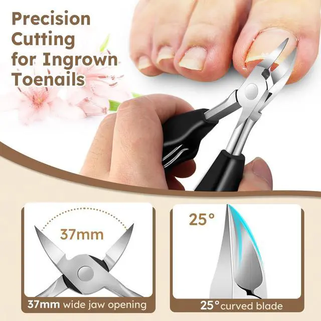 Alt view image 5 of 7 - Professional Toenail Clippers for Thick Nails for Seniors,Large Angled Head Toe Nail Clippers with Wide Opening Catcher, Eagle Beak Nail Clippers for Ingrown Toenail,Slanted Nail Cutters for Men Women