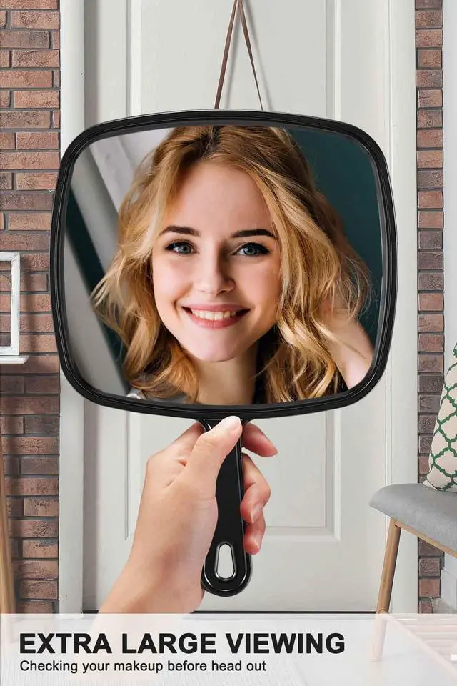 Alt view image 2 of 7 - 12.6"L x 9"W Hand Mirror, Handheld Mirror with Handle for Salon