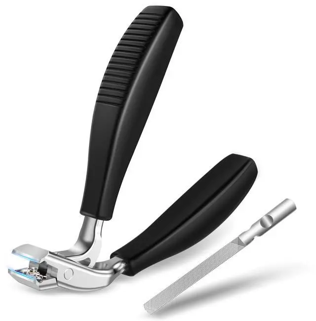 Main image of Large Toenail Clippers for Thick Nails for Seniors, Non-Slip Long Handled Angled Head Toe Nail Clippers with Catcher, Wide Jaw Opening Sharp Straight Edge Cutters, Fingernail Clippers for Men Women