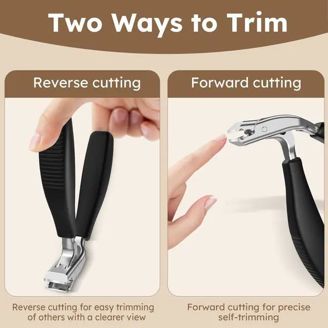 Alt view image 6 of 7 - Large Toenail Clippers for Thick Nails for Seniors, Non-Slip Long Handled Angled Head Toe Nail Clippers with Catcher, Wide Jaw Opening Sharp Straight Edge Cutters, Fingernail Clippers for Men Women
