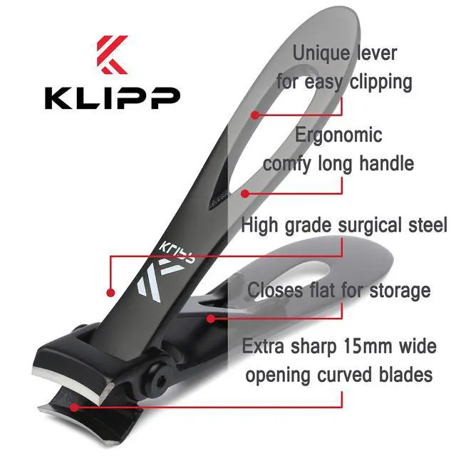 Alt view image 6 of 7 - Toenail Clippers for Thick Toenails KLIPP 15 mm Wide Jaw Thick Fingernail and Toenail Cutter with Curved Stainless-Steel Blades for Seniors Podiatry Tool for Manicure Pedicure Toe Nail Care