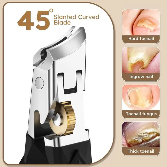 Alt view image 2 of 7 - Toenail Clippers for Thick Toenails for Seniors, Nail Clippers for Men Wide Jaw Opening, Slanted Toe Nail Clippers Long Handled Heavy Duty Ultra Sharp for Men Women