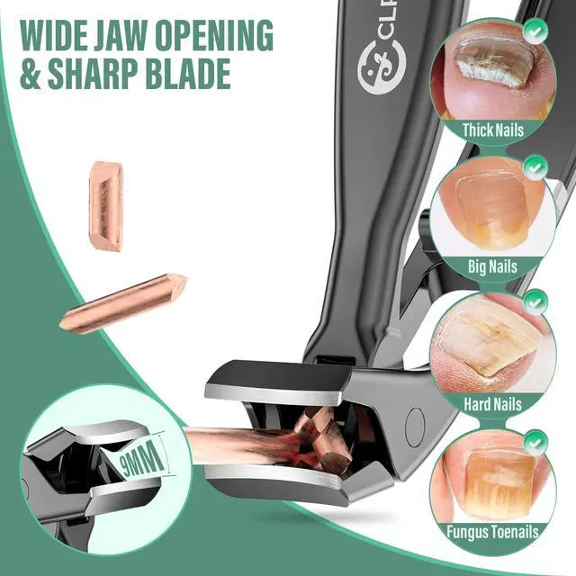 Alt view image 4 of 7 - Toenail Clippers for Seniors with Safety Lock Long Handle, Large Toe Nail Clippers for Thick Toenails for Men Women, Wide Opening Slanted Fingernail Clippers with Catcher Precision Nail Cutter Set