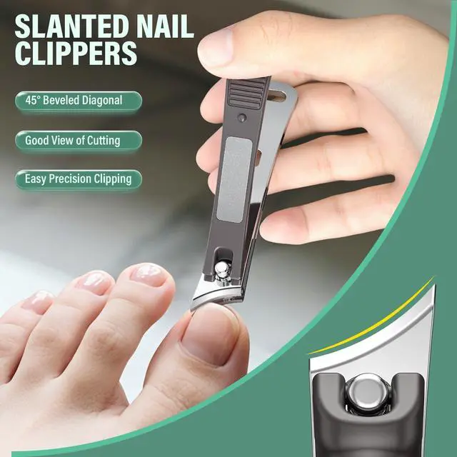 Alt view image 6 of 7 - Toenail Clippers for Seniors with Safety Lock Long Handle, Large Toe Nail Clippers for Thick Toenails for Men Women, Wide Opening Slanted Fingernail Clippers with Catcher Precision Nail Cutter Set