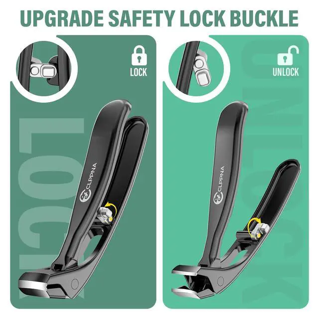 Alt view image 5 of 7 - Toenail Clippers for Seniors with Safety Lock Long Handle, Large Toe Nail Clippers for Thick Toenails for Men Women, Wide Opening Slanted Fingernail Clippers with Catcher Precision Nail Cutter Set