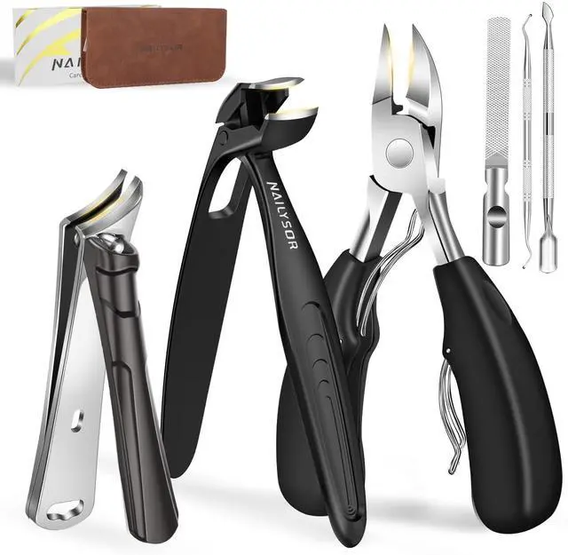 Main image of Extended Toenail Clippers for Thick Toenails, Long Handled Nail Clippers for Seniors Angled Head Cutters with Catcher, Ergonomic Wide Jaw Opening,45° Slanted Curved Finger Nail Clippers for Men Women