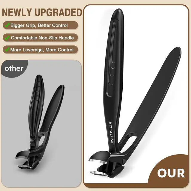 Alt view image 3 of 7 - Extended Toenail Clippers for Thick Toenails, Long Handled Nail Clippers for Seniors Angled Head Cutters with Catcher, Ergonomic Wide Jaw Opening,45° Slanted Curved Finger Nail Clippers for Men Women