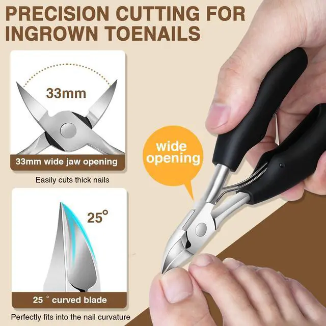 Alt view image 6 of 7 - Extended Toenail Clippers for Thick Toenails, Long Handled Nail Clippers for Seniors Angled Head Cutters with Catcher, Ergonomic Wide Jaw Opening,45° Slanted Curved Finger Nail Clippers for Men Women