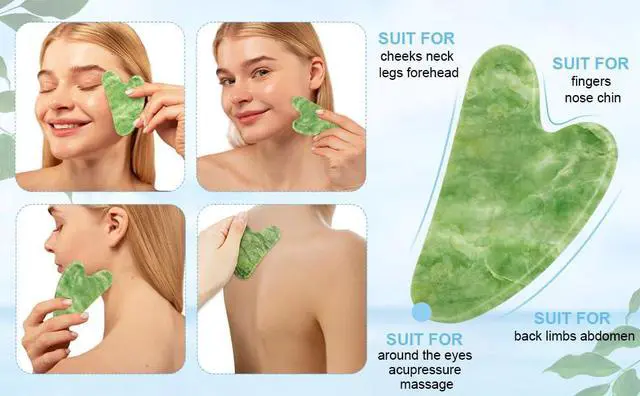 Alt view image 5 of 7 - Jade Roller & Gua Sha Set 5-in-1, Full Body Massage Tools