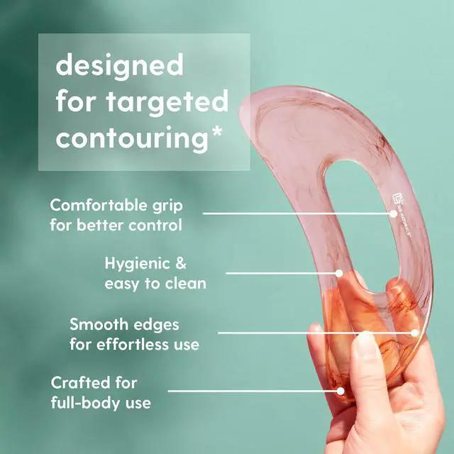 Alt view image 3 of 7 - Large Body Gua Sha Tool for Lymphatic Drainage, Cellulite, Sculpting and Sore Muscles, Grip-Friendly with Smooth Resin & Ergonomic Design for Jawline, Neck, Thighs and Stomach by M3 - Pink