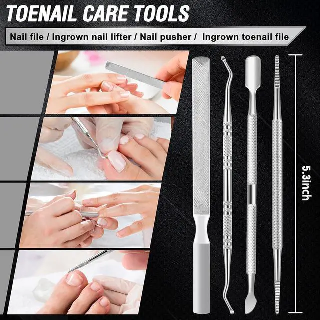 Alt view image 6 of 7 - Toenail Clippers for Seniors Thick Toenails, Aucurwen Heavy Duty Toe Nail Clippers Adult Thick Nails Long Handle, Large Toenail Clippers for Thick Nails 7Pcs(Blue)