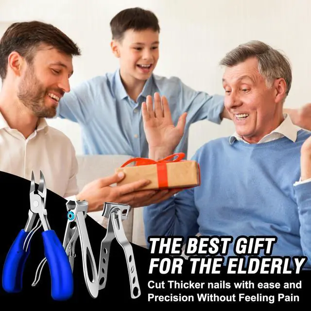 Alt view image 7 of 7 - Toenail Clippers for Seniors Thick Toenails, Aucurwen Heavy Duty Toe Nail Clippers Adult Thick Nails Long Handle, Large Toenail Clippers for Thick Nails 7Pcs(Blue)