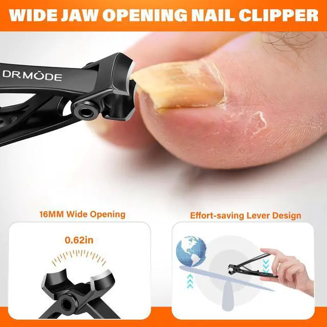 Alt view image 3 of 7 - Toenail Clippers for Thick Toenails, Long Handled Toe Nail Clippers for Thick Nails for Seniors with Wide Opening, Professional Stainless Steel Slanted Curved Ingrown Toenail Clippers for Men
