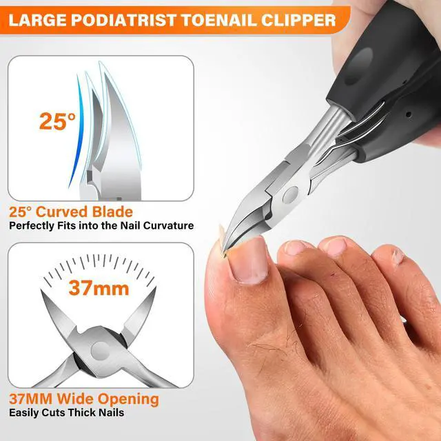 Alt view image 2 of 7 - Toenail Clippers for Thick Toenails, Long Handled Toe Nail Clippers for Thick Nails for Seniors with Wide Opening, Professional Stainless Steel Slanted Curved Ingrown Toenail Clippers for Men