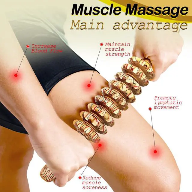 Alt view image 5 of 7 - Wooden Massager Handheld Roller Trigger Point Massager Stick for Fascia, Cellulite, Muscle & Abdomen , Body Therapy Massager, Muscle Belly Relief Tool