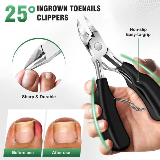 Alt view image 6 of 7 - Toenail Clippers for Seniors Thick Toenails, 2026 Long Handle Toe Nail Clippers with Angled Head, Slanted Toenail Clippers & Wide Opening Ingrown Nail Clippers for Men, 6PCS