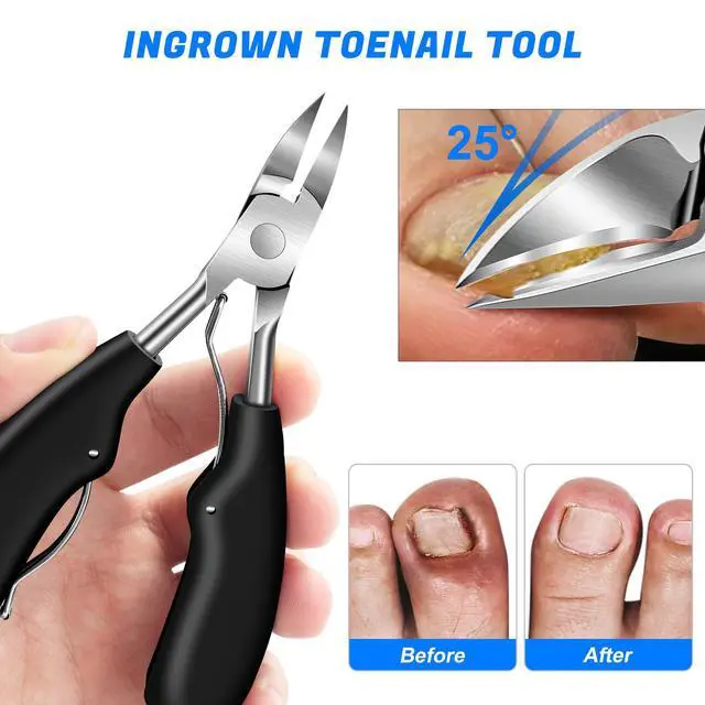 Alt view image 2 of 7 - 2026 Toenail Clippers for Thick Toenails for Seniors, Angled Head Large Toe Nail Clippers Set for Men, Heavy Duty Ingrown Toenail Clippers with Long Handle, Ultra Sharp Slanted Nail Cutter Wide Jaw