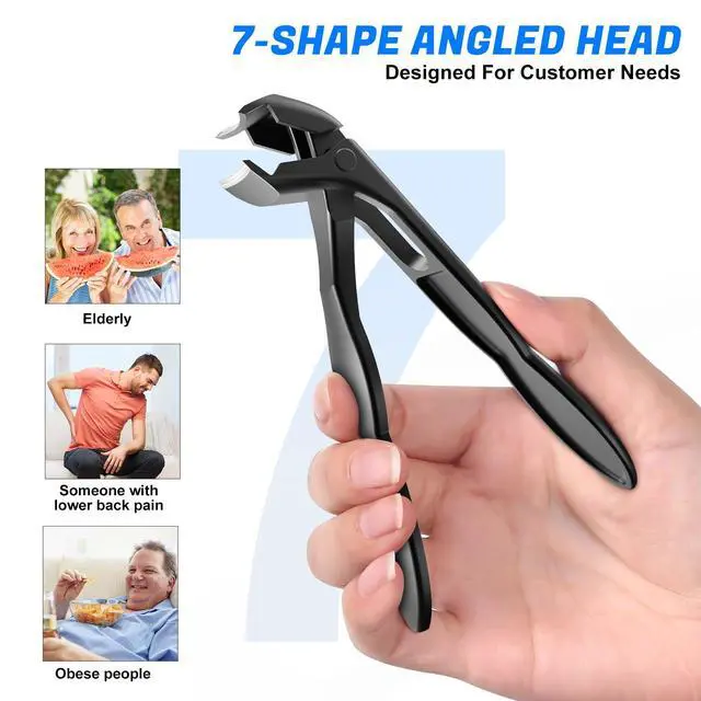 Alt view image 3 of 7 - 2026 Toenail Clippers for Thick Toenails for Seniors, Angled Head Large Toe Nail Clippers Set for Men, Heavy Duty Ingrown Toenail Clippers with Long Handle, Ultra Sharp Slanted Nail Cutter Wide Jaw