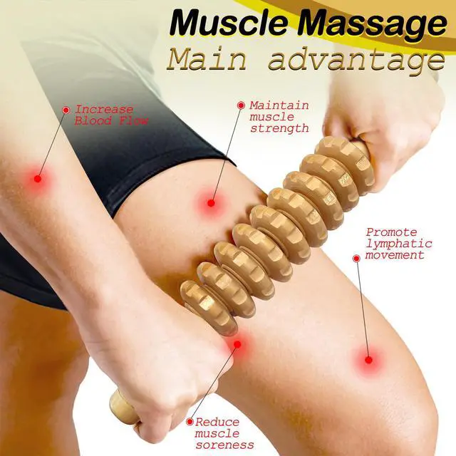 Alt view image 5 of 7 - Manual Massager Wooden Handheld Roller Trigger Point Massager Stick for Fascia, Cellulite, Muscle & Abdomen, Body Therapy Massager, Muscle Belly Relief Tool, Natural Wood