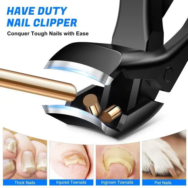 Alt view image 4 of 7 - 2026 Toenail Clippers for Thick Toenails for Seniors, Angled Head Large Toe Nail Clippers Set for Men, Heavy Duty Ingrown Toenail Clippers with Long Handle, Ultra Sharp Slanted Nail Cutter Wide Jaw