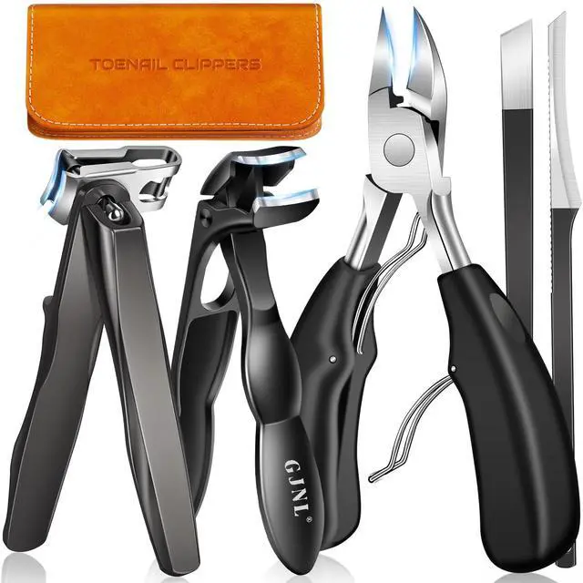 Main image of Toenail Clippers for Thick Toenails, Angled Head Toe Nail Clippers with Catcher, 360° Rotating Nail Clippers for Men, 37mm Wide Opening Nail Cutter for Ingrown Toenails, 5PCS Seniors Foot Repair Set
