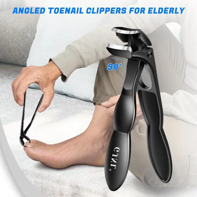 Alt view image 7 of 7 - 2026 Toenail Clippers for Thick Toenails for Seniors, Angled Head Large Toe Nail Clippers Set for Men, Heavy Duty Ingrown Toenail Clippers with Long Handle, Ultra Sharp Slanted Nail Cutter Wide Jaw