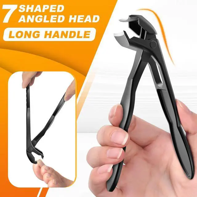 Alt view image 6 of 7 - Toenail Clippers for Thick Toenails, Angled Head Toe Nail Clippers with Catcher, 360° Rotating Nail Clippers for Men, 37mm Wide Opening Nail Cutter for Ingrown Toenails, 5PCS Seniors Foot Repair Set