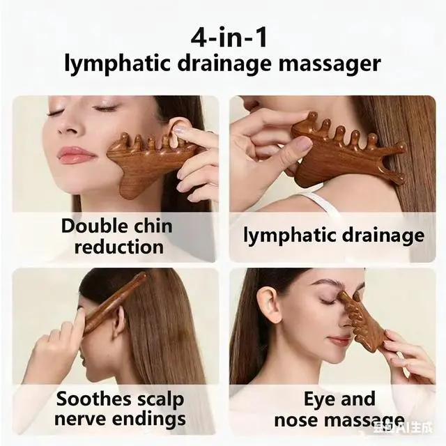 Alt view image 2 of 7 - 4Pcs Wood Therapy Massage Tools Lymphatic Drainage Massager Wooden Massager Body Sculpting Tools for Body gua sha,Anti-Cellulite,Pain Relief