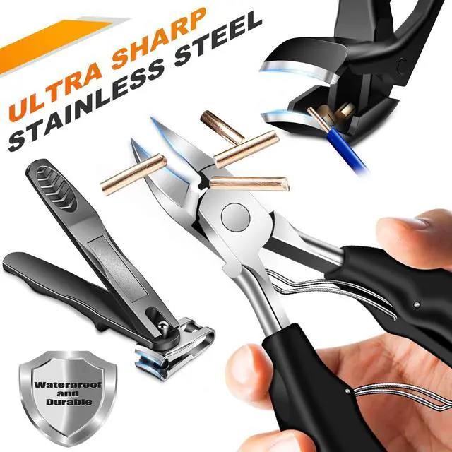 Alt view image 7 of 7 - Toenail Clippers for Thick Toenails, Angled Head Toe Nail Clippers with Catcher, 360° Rotating Nail Clippers for Men, 37mm Wide Opening Nail Cutter for Ingrown Toenails, 5PCS Seniors Foot Repair Set
