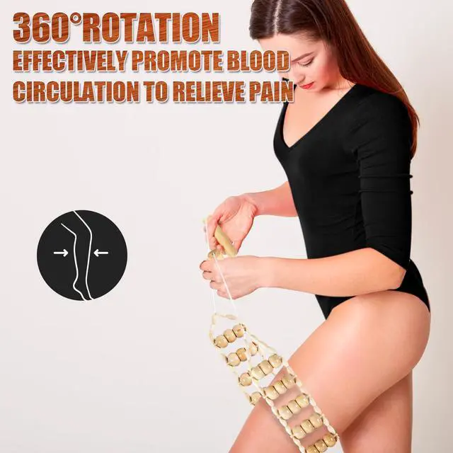 Alt view image 4 of 7 - Wood Therapy Massage Tools,Back Wooden Massage Roller Rope Tool Maderoterapia Kit Professional Cellulite Massager for Body Shaping, Contouring,Back Neck Leg Muscle Relief