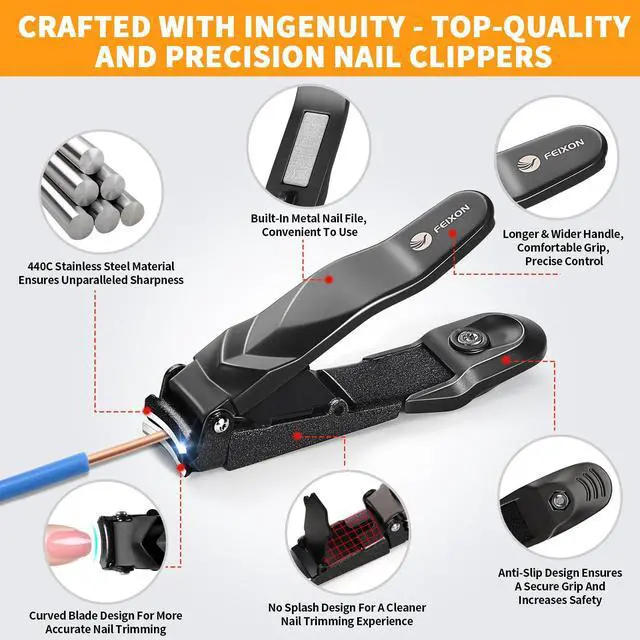 Alt view image 4 of 6 - Nail Clippers for Men Women with Catcher - No Mess,Self-Collecting Heavy Duty Nail Clippers for Fingernails & Toenails, for Adult,Home,Travel,Gifts (No Splash Design)