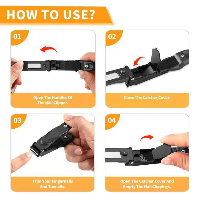 Alt view image 5 of 6 - Nail Clippers for Men Women with Catcher - No Mess,Self-Collecting Heavy Duty Nail Clippers for Fingernails & Toenails, for Adult,Home,Travel,Gifts (No Splash Design)