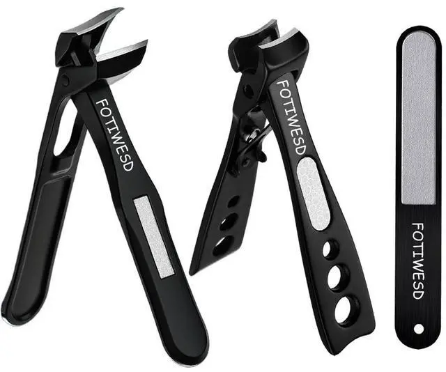 Main image of Nail Clippers for Seniors, Wide Jaw Fingernail Clippers and Angled Head Toenail Clippers for Thick Nail, Professional German Nail Clippers for Men, Women & Pregnant (Black 3)