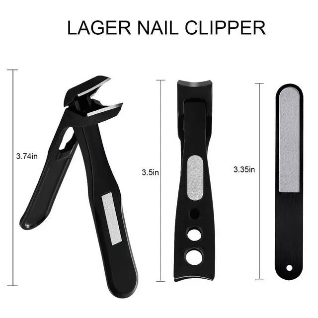 Alt view image 2 of 6 - Nail Clippers for Seniors, Wide Jaw Fingernail Clippers and Angled Head Toenail Clippers for Thick Nail, Professional German Nail Clippers for Men, Women & Pregnant (Black 3)