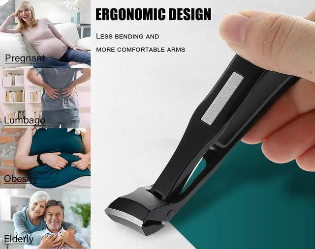 Alt view image 3 of 6 - Nail Clippers for Seniors, Wide Jaw Fingernail Clippers and Angled Head Toenail Clippers for Thick Nail, Professional German Nail Clippers for Men, Women & Pregnant (Black 3)