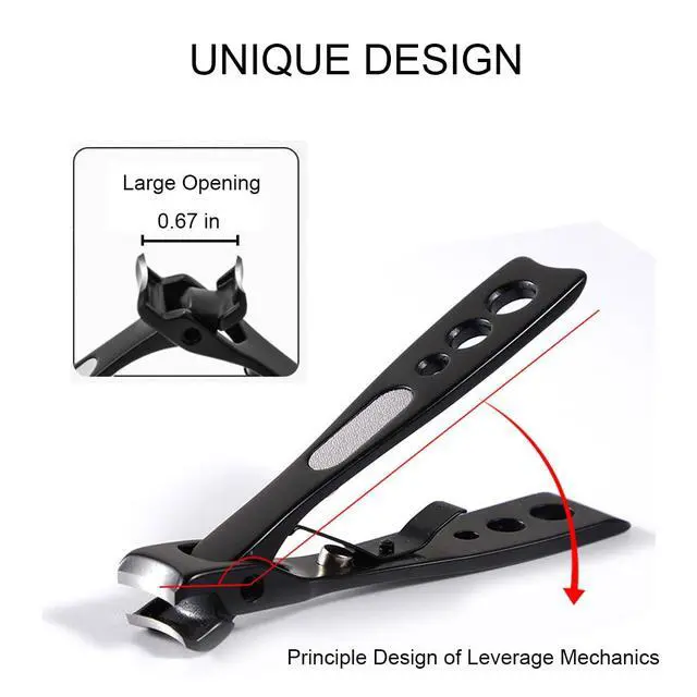 Alt view image 4 of 6 - Nail Clippers for Seniors, Wide Jaw Fingernail Clippers and Angled Head Toenail Clippers for Thick Nail, Professional German Nail Clippers for Men, Women & Pregnant (Black 3)