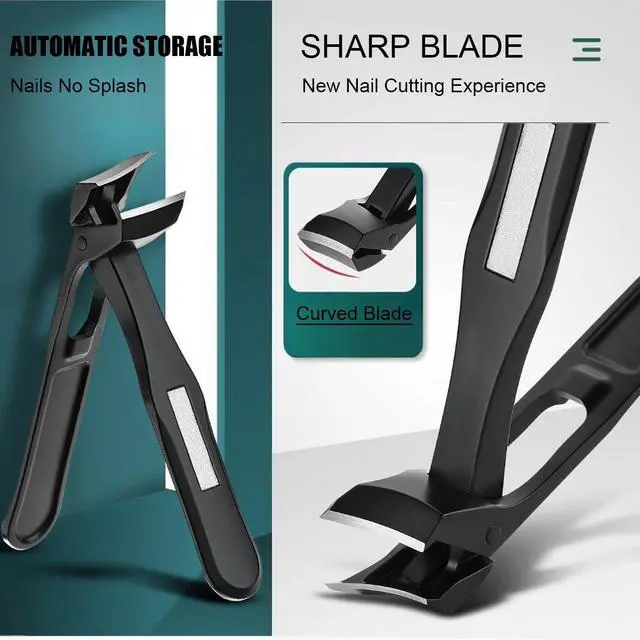 Alt view image 5 of 6 - Nail Clippers for Seniors, Wide Jaw Fingernail Clippers and Angled Head Toenail Clippers for Thick Nail, Professional German Nail Clippers for Men, Women & Pregnant (Black 3)