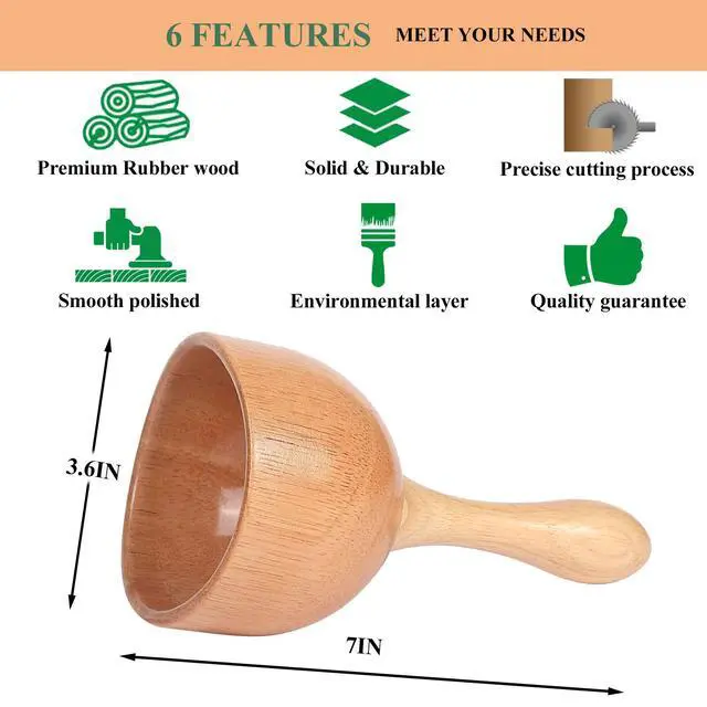 Alt view image 2 of 6 - Handhleld Wooden Massage Cup Wood Therapy Massage Tool Body Sculpting Tools for Maderoterapia,Lympahtic Drainage,Anti-Cellulite,Muscle Pain Relief