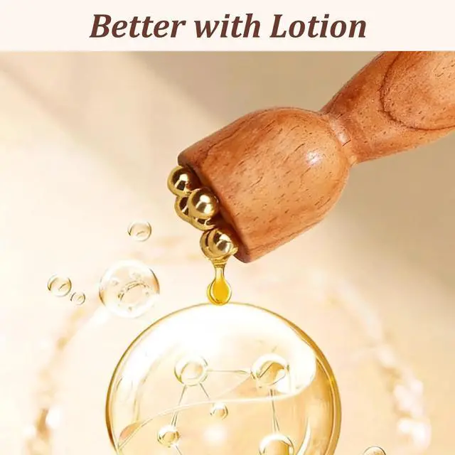 Alt view image 5 of 7 - Facial Massage Tool Set 2pcs Sandalwood Eye Massager with 5 Copper Beads Wooden Facial Massage Tools Gua Sha Eye Massager Tool for Face Acupressure Head Massage Wood Therapy Manual Massage Tool