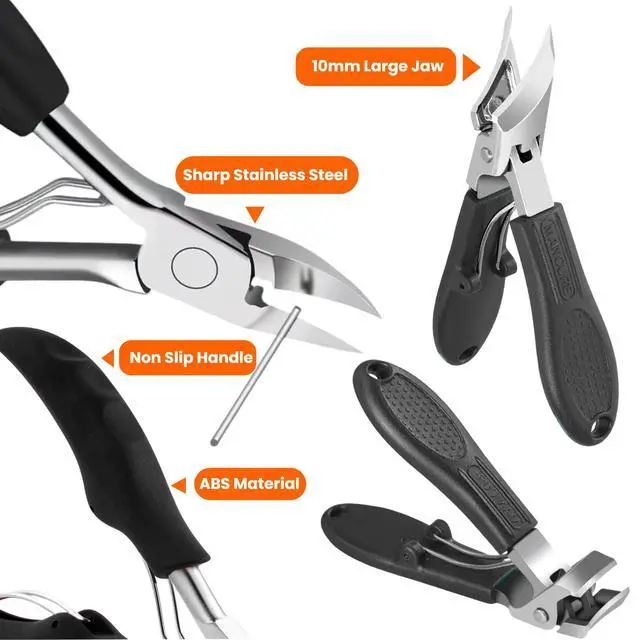 Alt view image 7 of 7 - Toenail Clippers for Thick Toenails for Seniors, Angled Head Large Toe Nail Clippers Set for Men, Heavy Duty Ingrown Toenail Clippers Long Handled, Ultra Sharp Slanted Nail Cutter