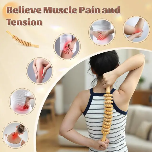 Alt view image 3 of 6 - Curved Wood Therapy Massage Roller Tools,Wooden Lymphatic Drainage Massager,Cellulite Massage Tool & Muscle Roller Stick for Cellulite Reduction,Muscle Tension and Body Shaping
