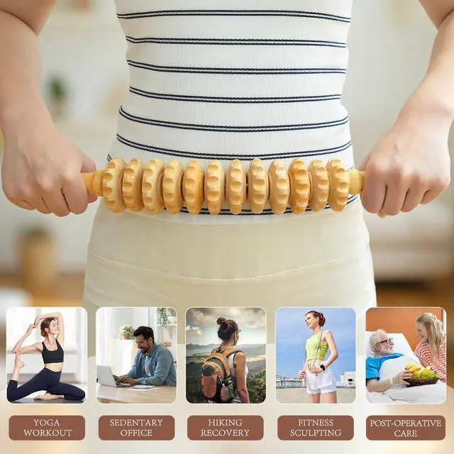 Alt view image 6 of 6 - Curved Wood Therapy Massage Roller Tools,Wooden Lymphatic Drainage Massager,Cellulite Massage Tool & Muscle Roller Stick for Cellulite Reduction,Muscle Tension and Body Shaping