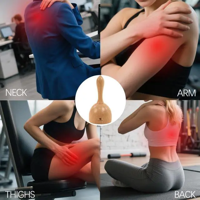 Alt view image 2 of 6 - Wooden physical therapy cups, physical therapy massage tools for body shaping lymphatic detoxification, fat reduction, relief of muscle tension and pain, both men and women with wooden massager