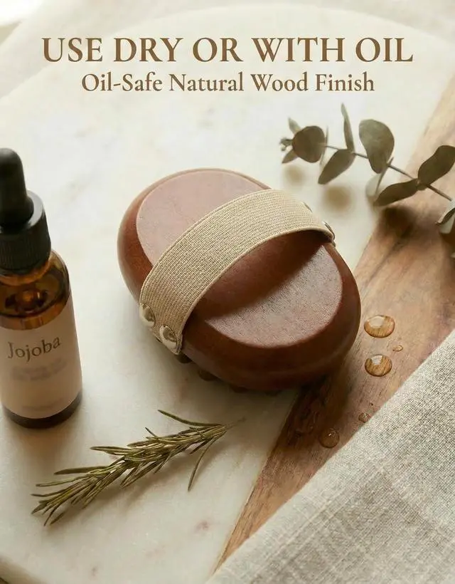Alt view image 4 of 6 - Wooden Meridian Massage Brush - Cepillo de Masaje & Wooden Hair Comb for Gentle Lymphatic Drainage, Oil-Safe Natural Wood Body & Scalp Brush with Cushioned Teeth, Self-Care Gift for Women