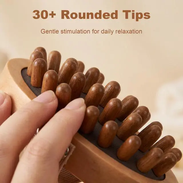 Alt view image 4 of 7 - 2 Pcs Meridian Massage Brush, Wooden Scalp Massage Tool for Muscle Pain Relief, Lymphatic Drainage, Body Shaping & Cellulite Reduction