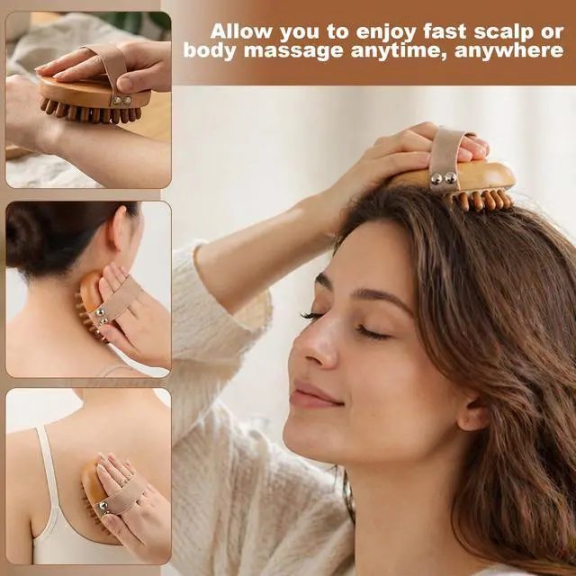 Alt view image 5 of 7 - 2 Pcs Meridian Massage Brush, Wooden Scalp Massage Tool for Muscle Pain Relief, Lymphatic Drainage, Body Shaping & Cellulite Reduction